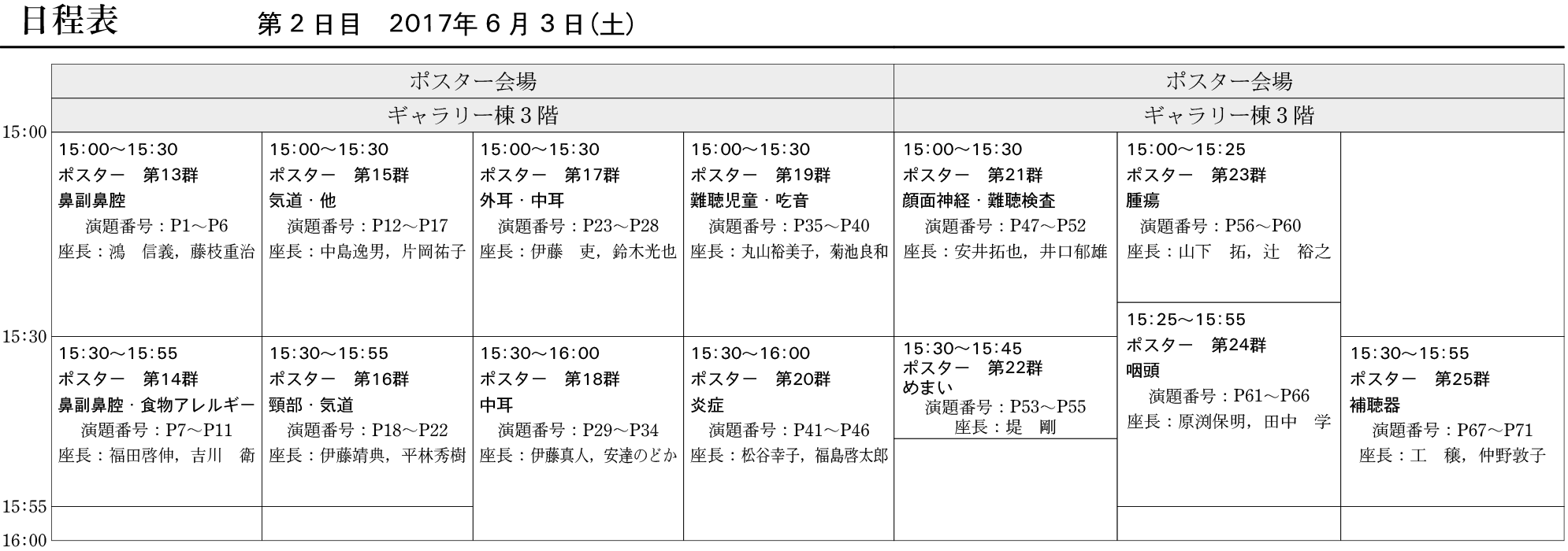 第12回,日本小児耳鼻咽喉科学会日程表：ポスター
